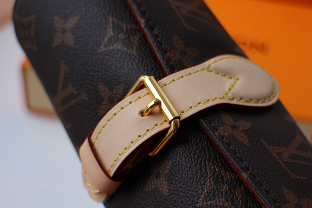 LV M47530 3 Watch Case Brown Beige Monogram Canvas & Cowhide HW