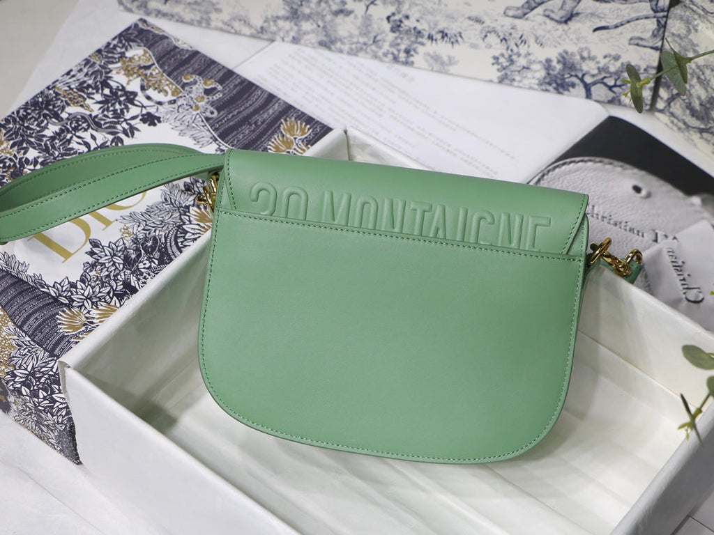 MEDIUM CD BOBBY 22CM BLUE GREEN CALFSKIN GOLD HARDWARE