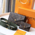 LV Felicie Strap & Go Brown Dark Green Monogram Canvas GHW