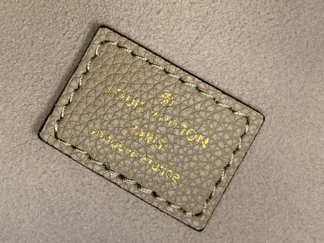 LV NéoNoé MM Tourterelle Gray & Cream  Embossed Monogram Empreinte Cowhide 268066
