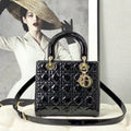 medium lady 24 black patent calfskin
