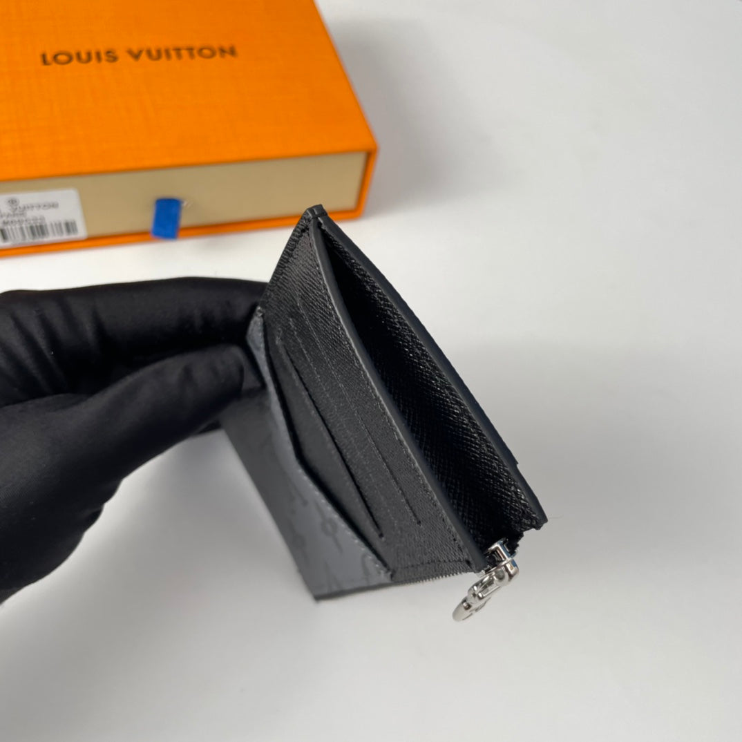 LV M69533 Coin Card Holder Grey Black Monogram Canvas 221510