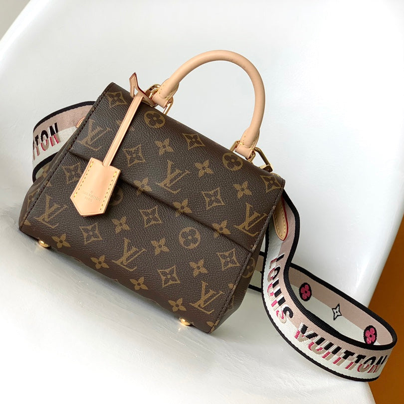 LV Cluny Mini Bag Brown Monogram Canvas Beige Cowhide 268762