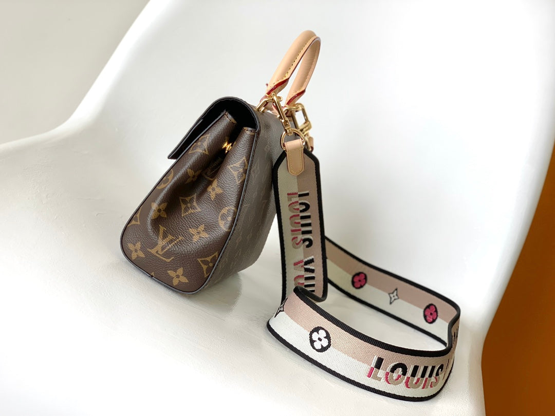 LV Cluny Mini Bag Brown Monogram Canvas Beige Cowhide 268762