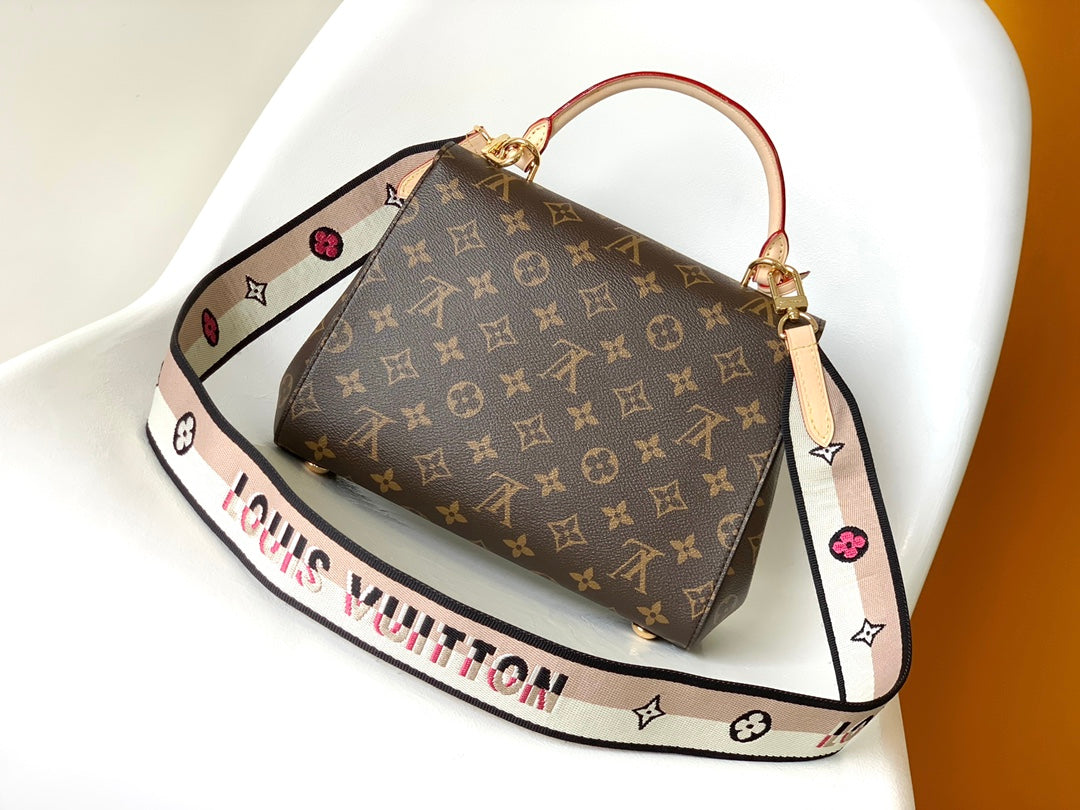 LV Cluny BB Bag Brown Monogram Canvas Beige Cowhide 268760
