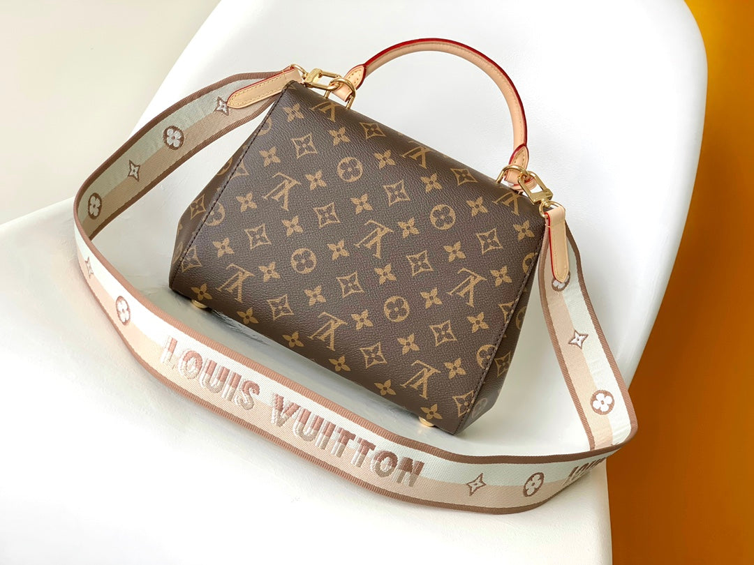 LV Cluny BB Bag Brown Monogram Canvas Beige Cowhide 268764