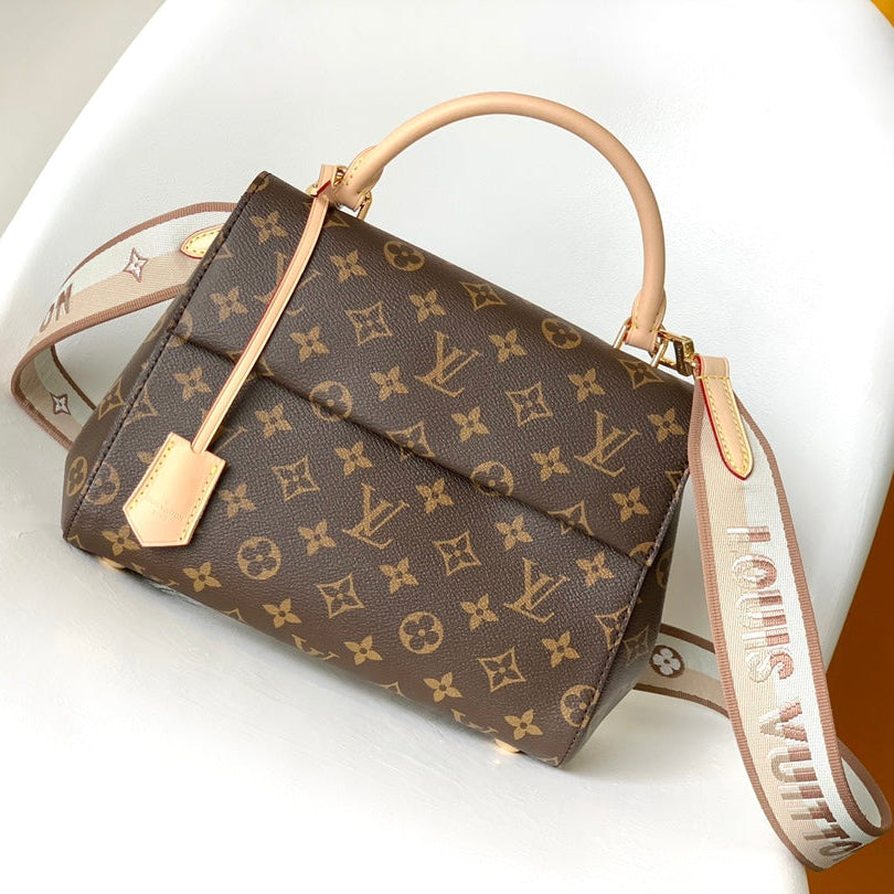 LV Cluny BB Bag Brown Monogram Canvas Beige Cowhide 268764