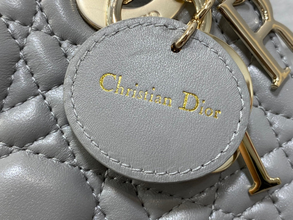 mini lady 17cm grey lambskin