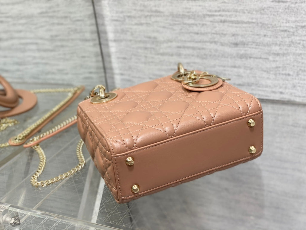 mini lady 17 pinkish brown lambskin