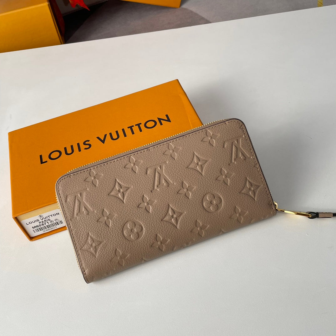 LV M60571 Zippy Wallet Tourterelle Monogram Empreinte Leather 221620