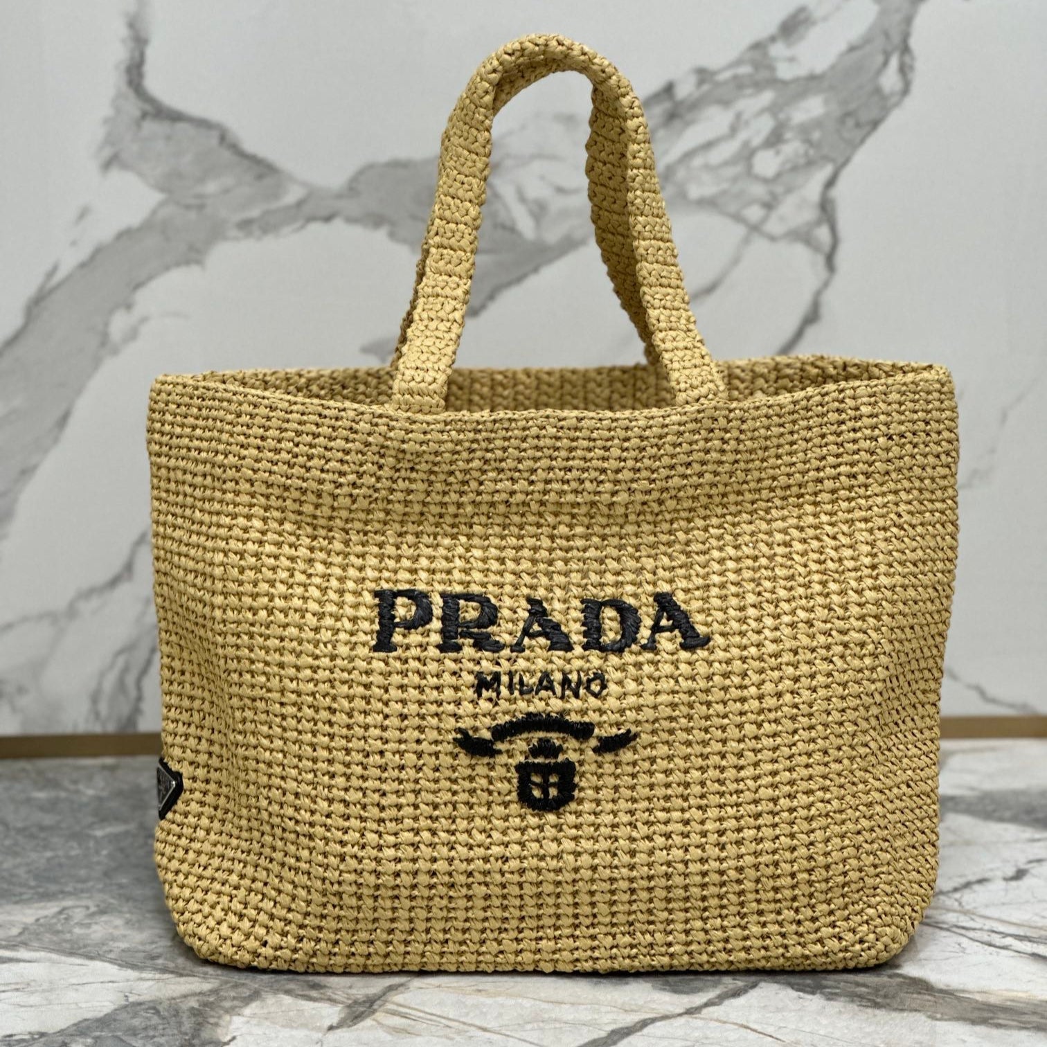 PRA BEIGE CROCHET TOTE BAG 40CM