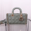 MEDIUM LADY D-JOY 26 ROCK GRAY LAMBSKIN