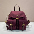 PRA backpack 28 burgundy nylon fabric gold hardware