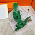 Retro Green Block-Heel Mule Sandalss