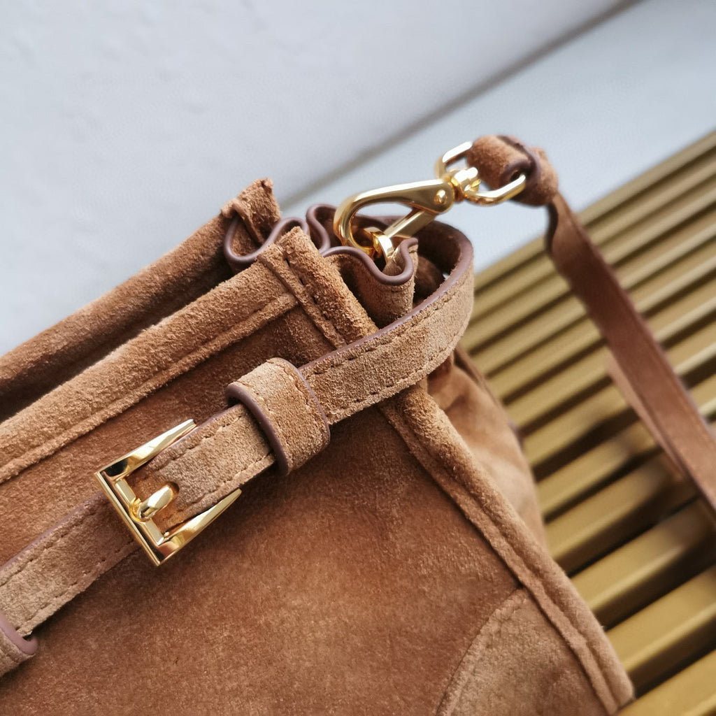 pra medium 32cm brown suede tote bag