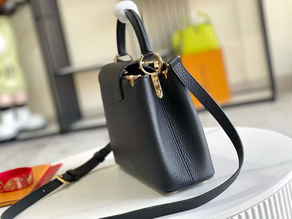 LV Capucines Handbag 27cm  Black Gold Cowhide
