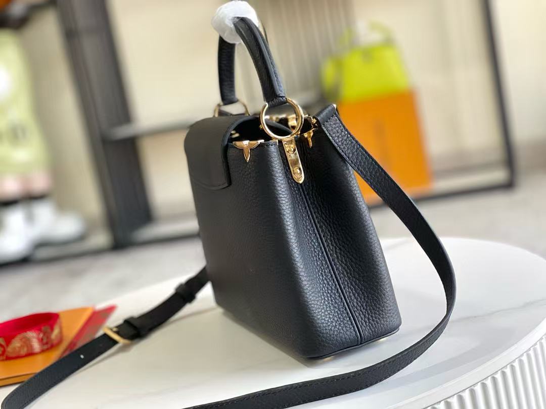 LV Capucines Handbag 27cm  Black Gold Cowhide