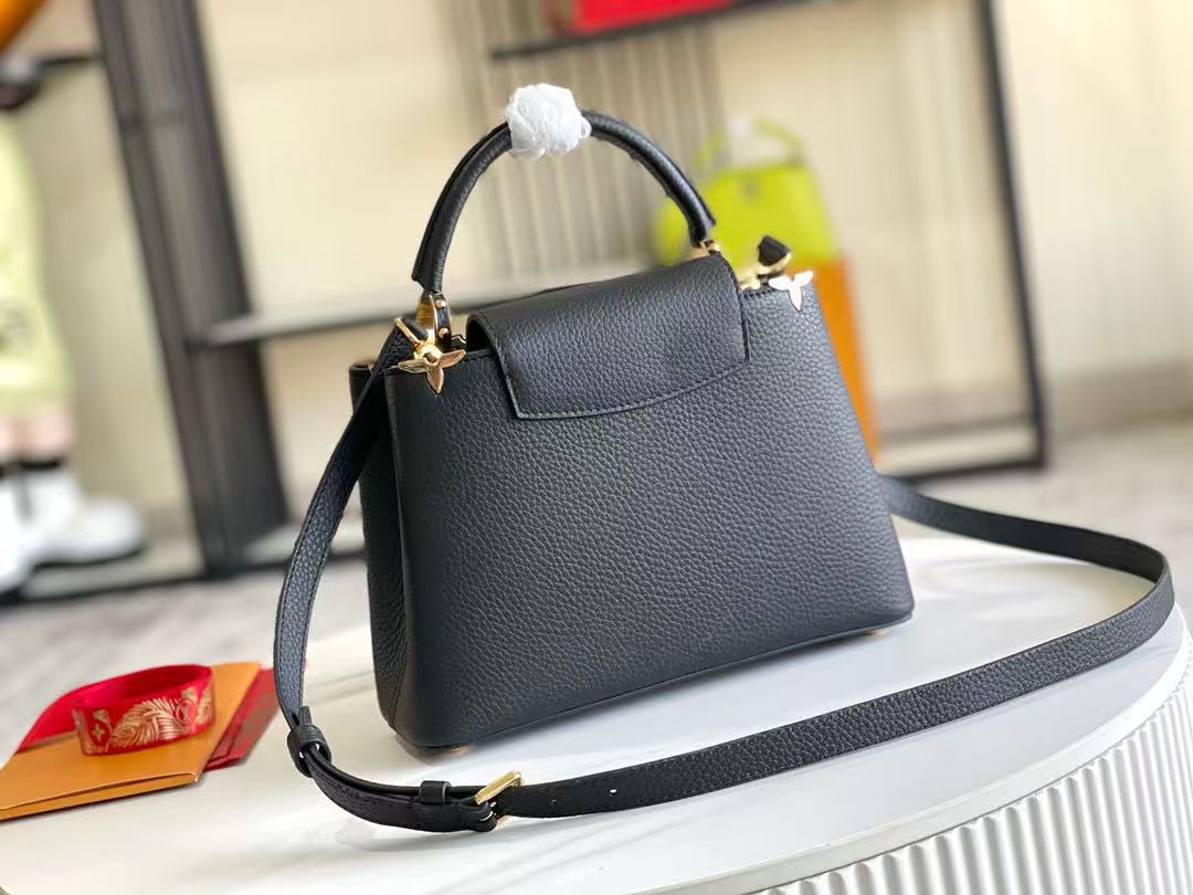 LV Capucines Handbag 27cm  Black Gold Cowhide