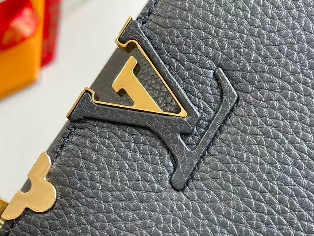 LV Capucines Handbag 27cm  Black Gold Cowhide