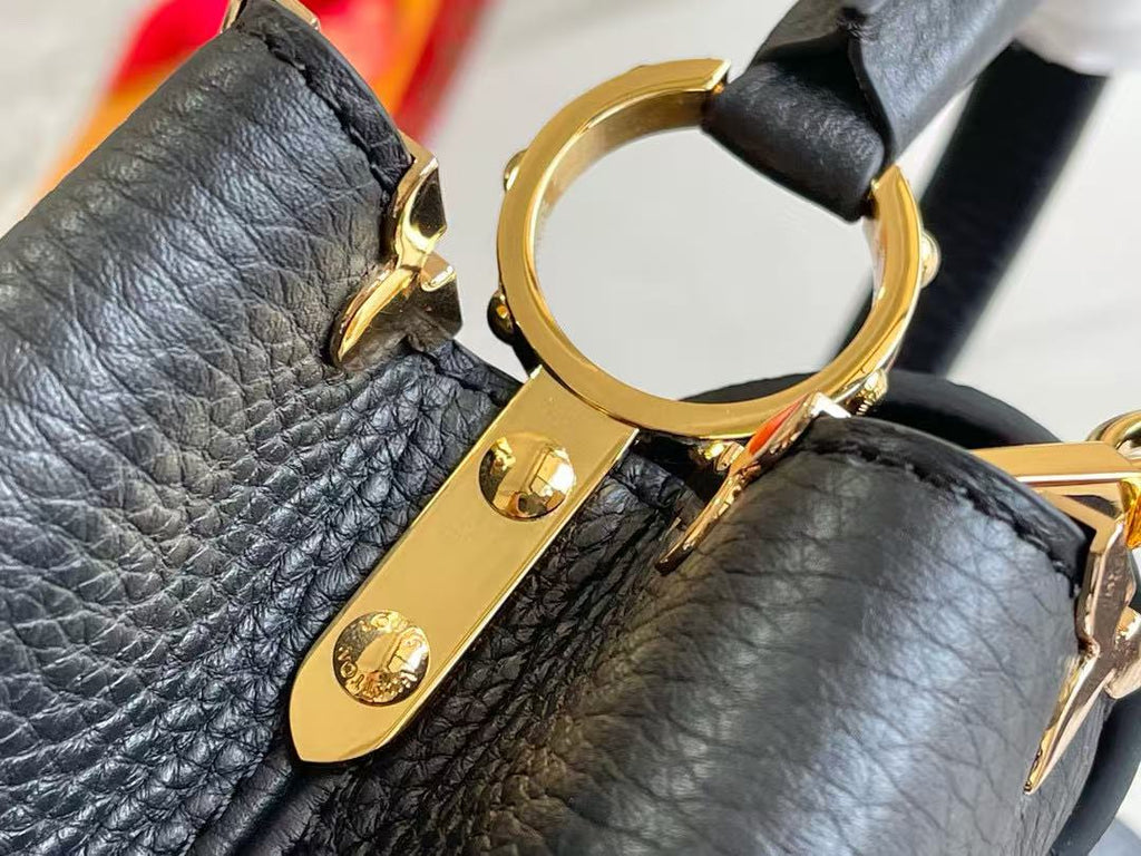 LV Capucines Handbag 27cm  Black Gold Cowhide