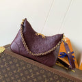 LV Boulogne PM Bag Burgundy Gold Embossed Grained Cowhide Leather
