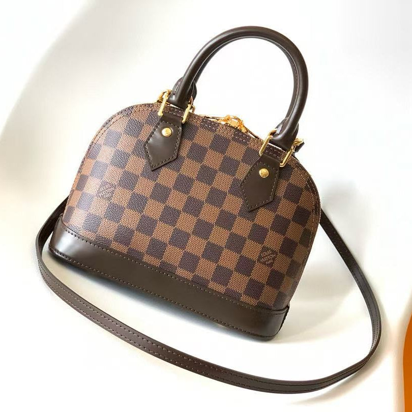 LV Alma BB Bag 25cm Brown Canvas Cowhide