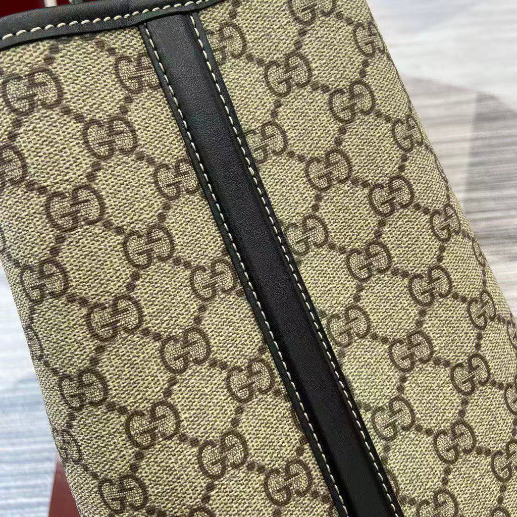 GG Emblem Maxi Tote Bag Beige & Dark Brown Monogram Coated Fabric