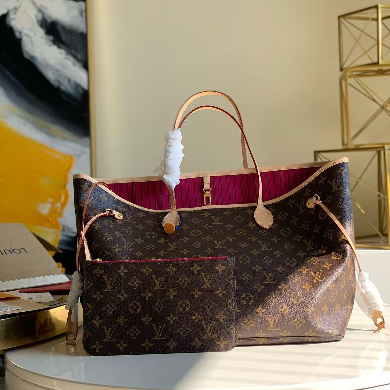 LV Neverfull GM 40cm M41180 Brown Monogram Canvas & Cowhide