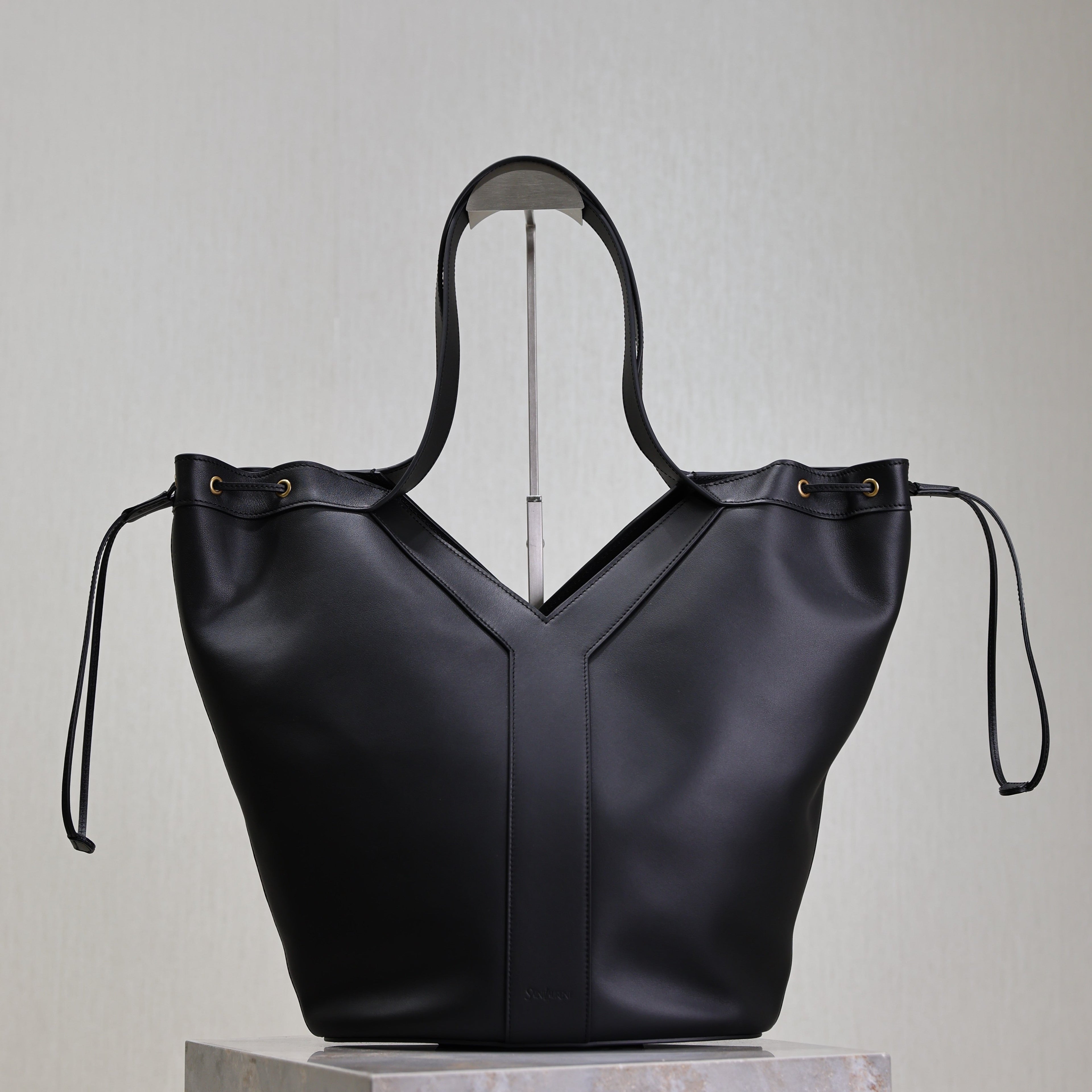 Prada Y Large Leather HOBO Bag Black Leather