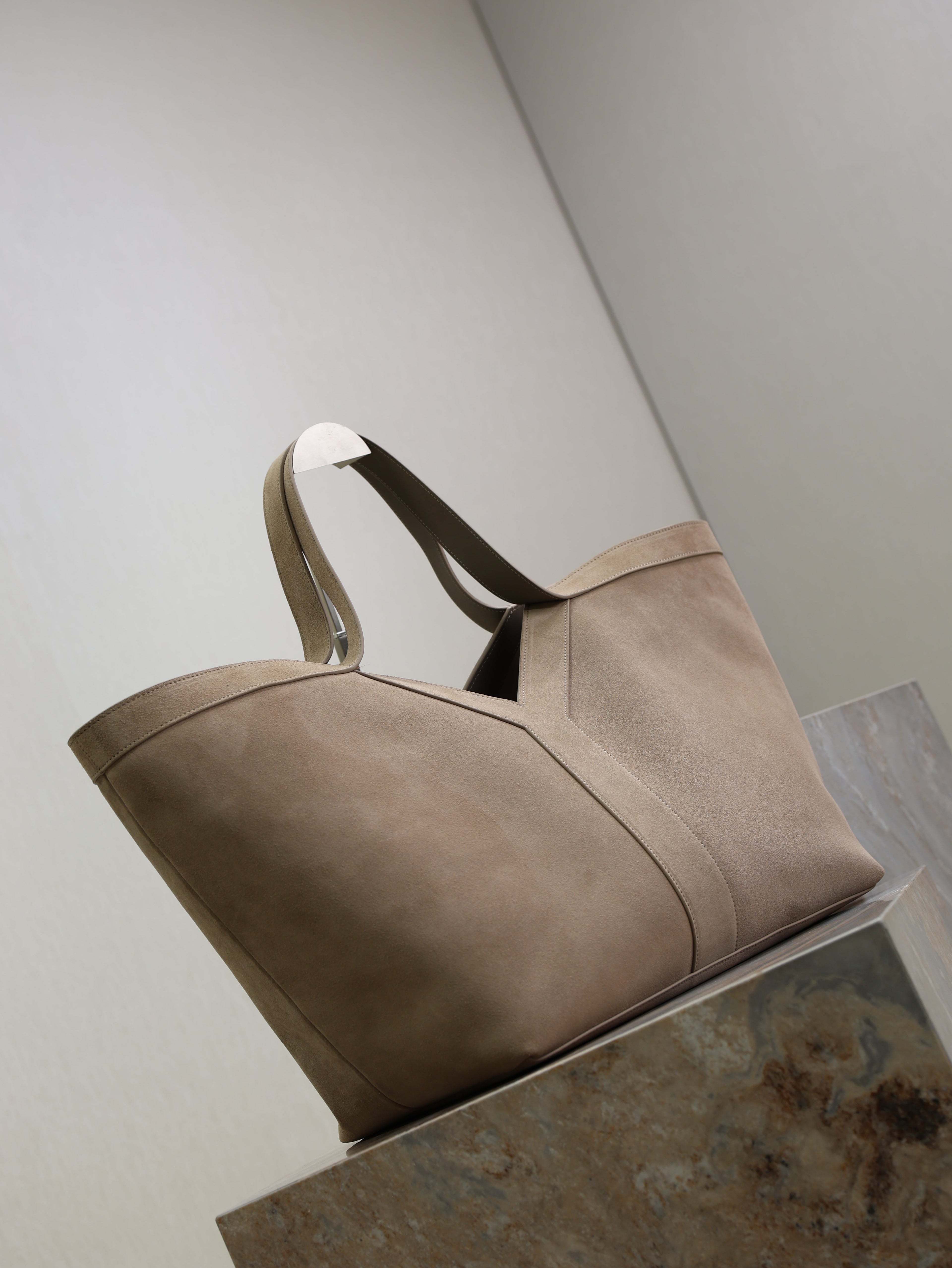 Prada Y Tote Bag Gray Suede
