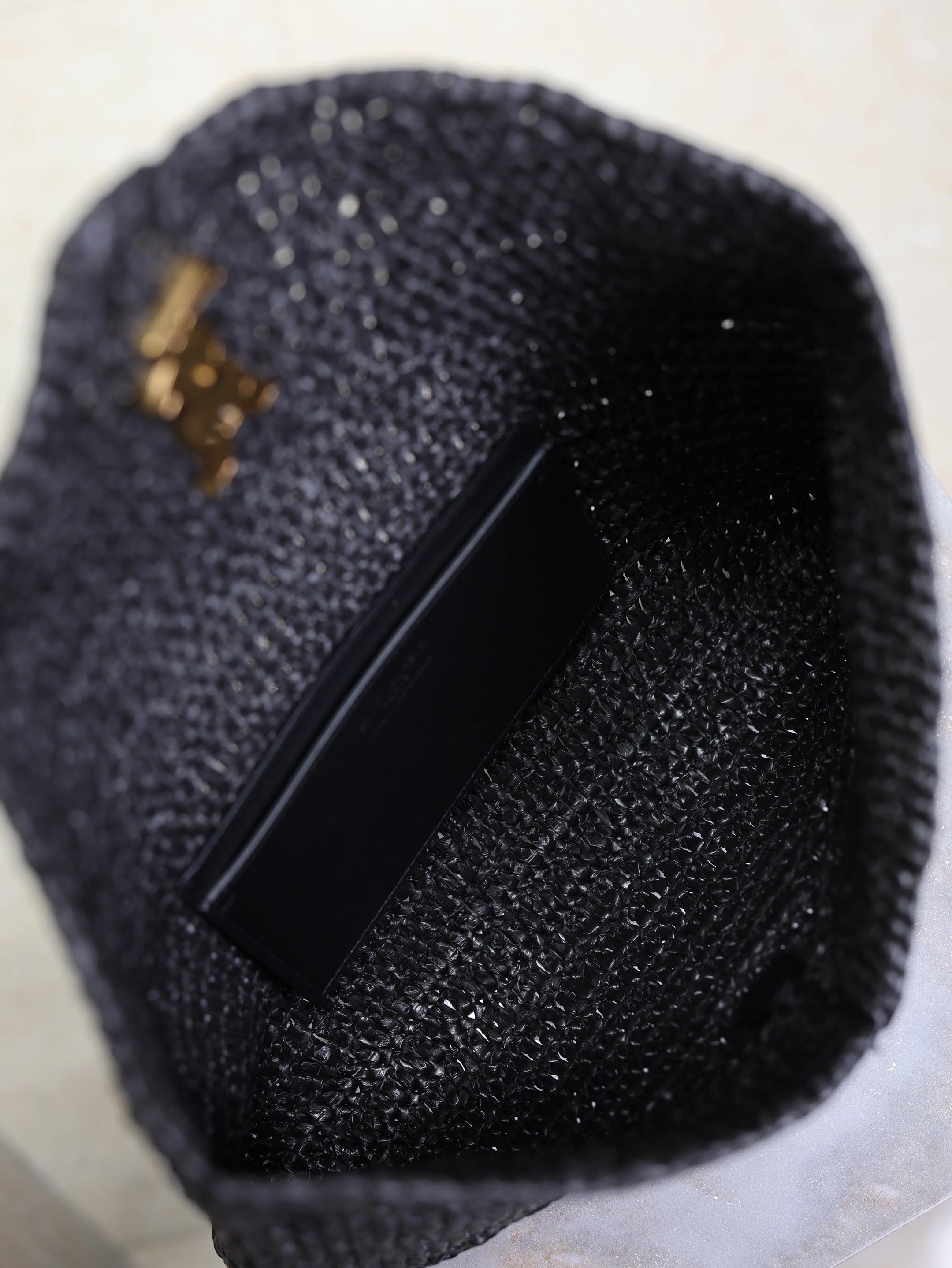 Prada Envelope Clutch 29cm Black Raffia Leather