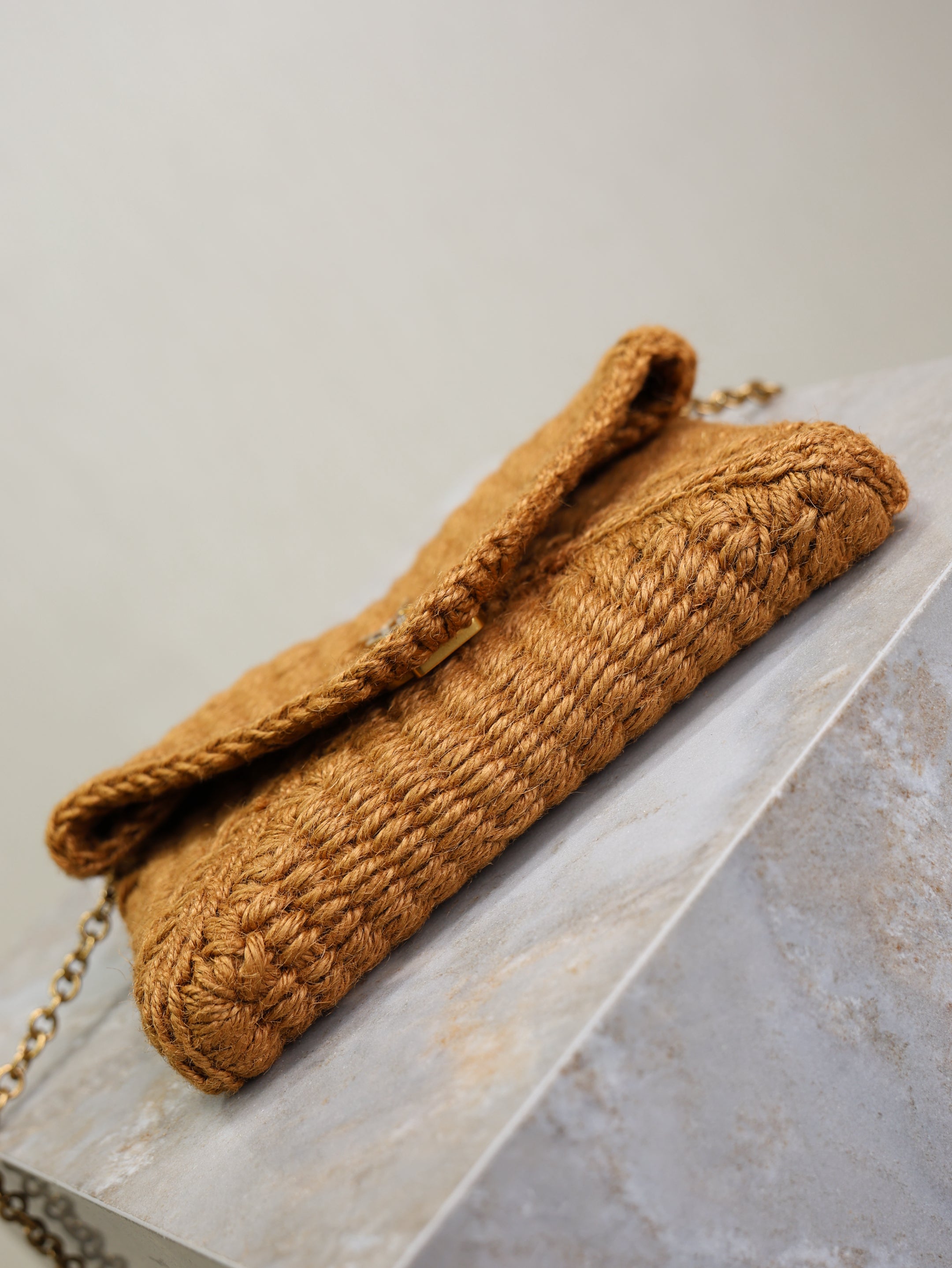 Prada Calypso Bag 19cm Brown Rope Woven Leather
