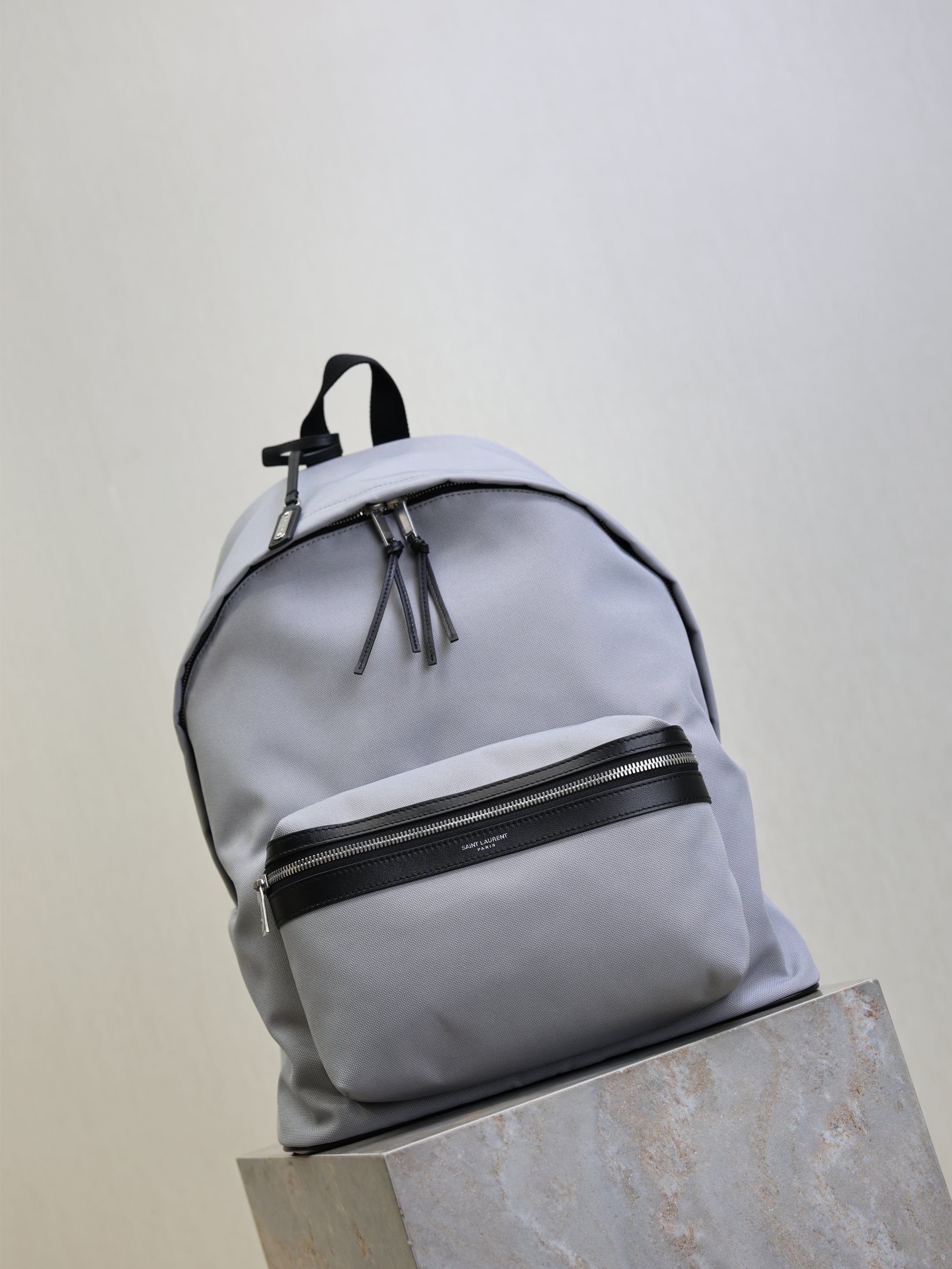 Prada City Backpacks Light Gray Cowhide Cotton