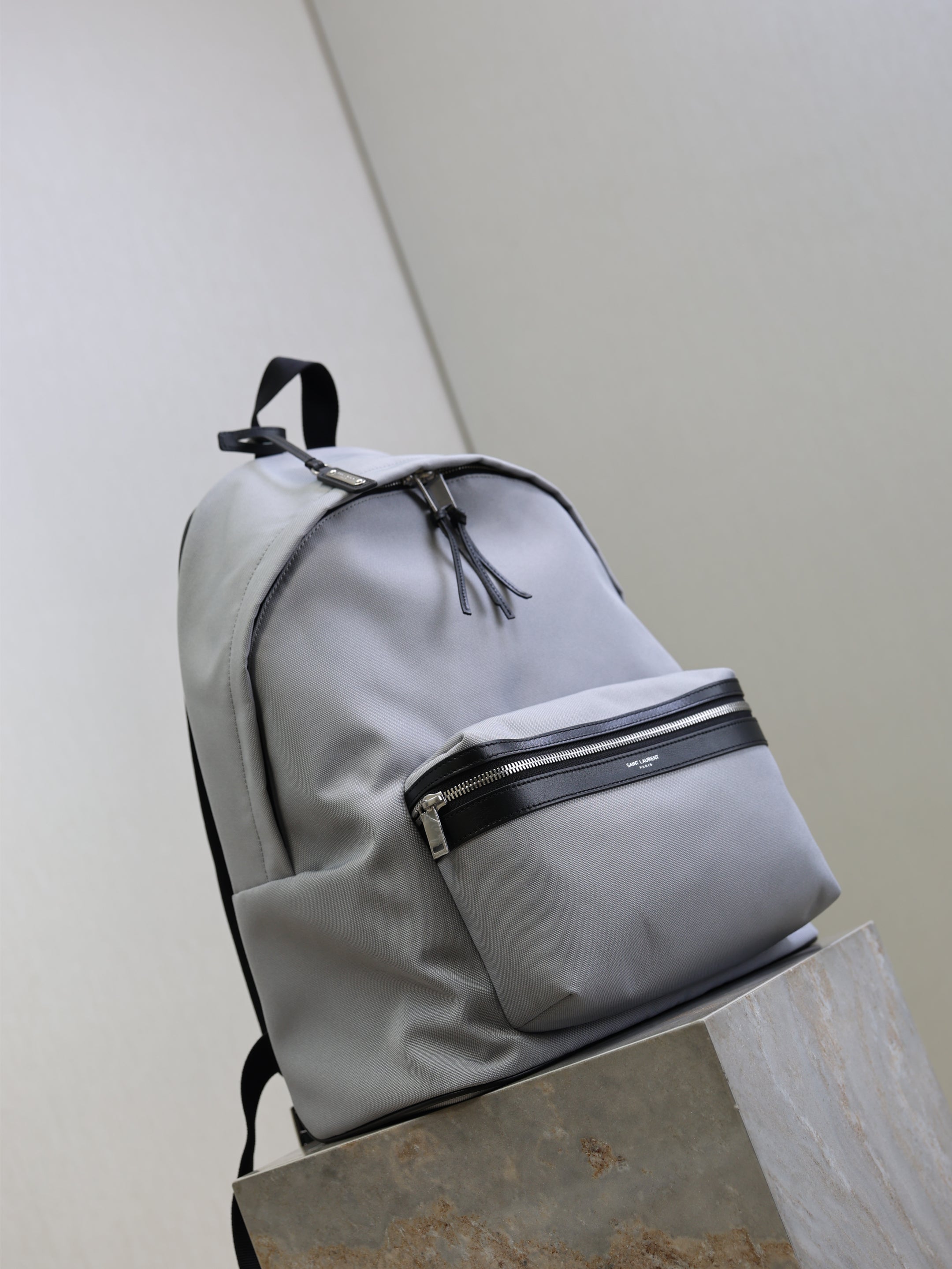 Prada City Backpacks Light Gray Cowhide Cotton