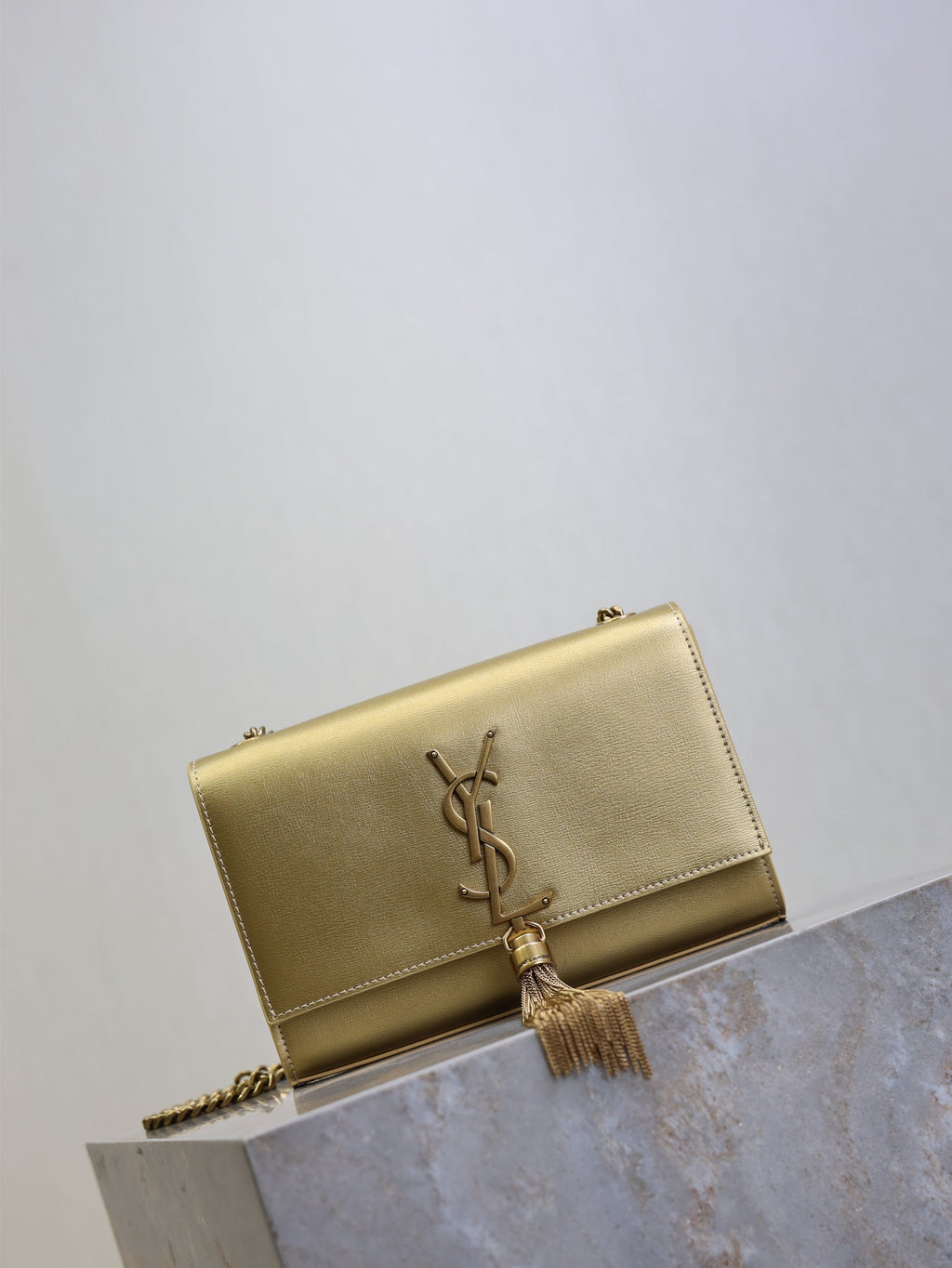 Prada Kate Small Bag 20cm Gold Metallic Calfskin.