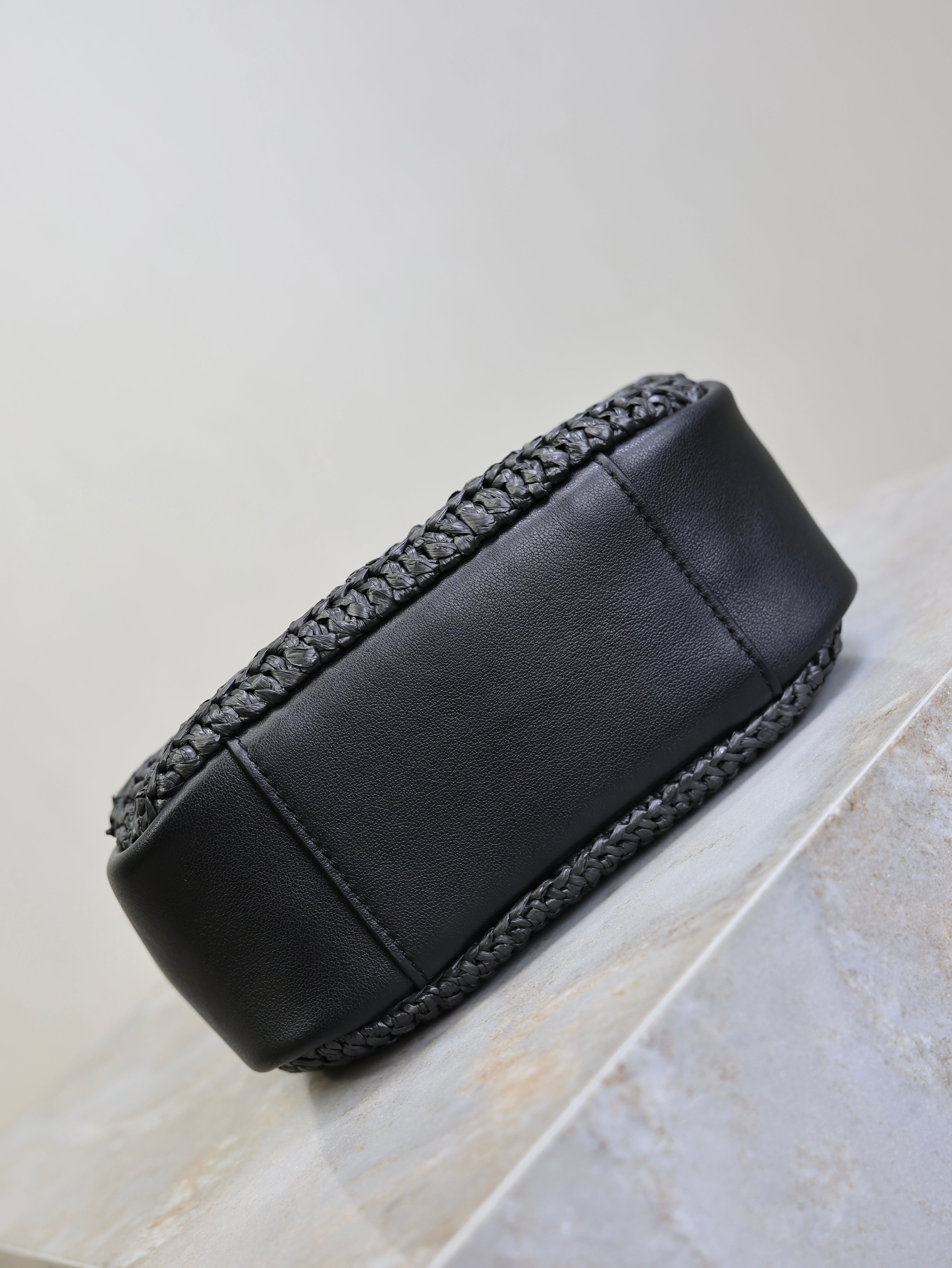 Prada LE 5A7 Mini 15cm Black Raffia Leather GHW