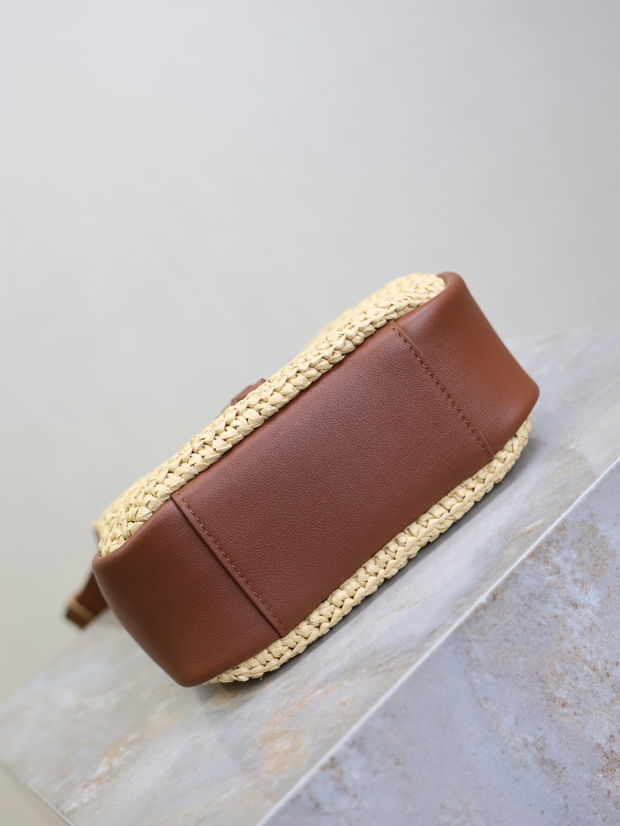 Prada LE 5A7 Mini 15cm Brown Beige Raffia Leather GHW