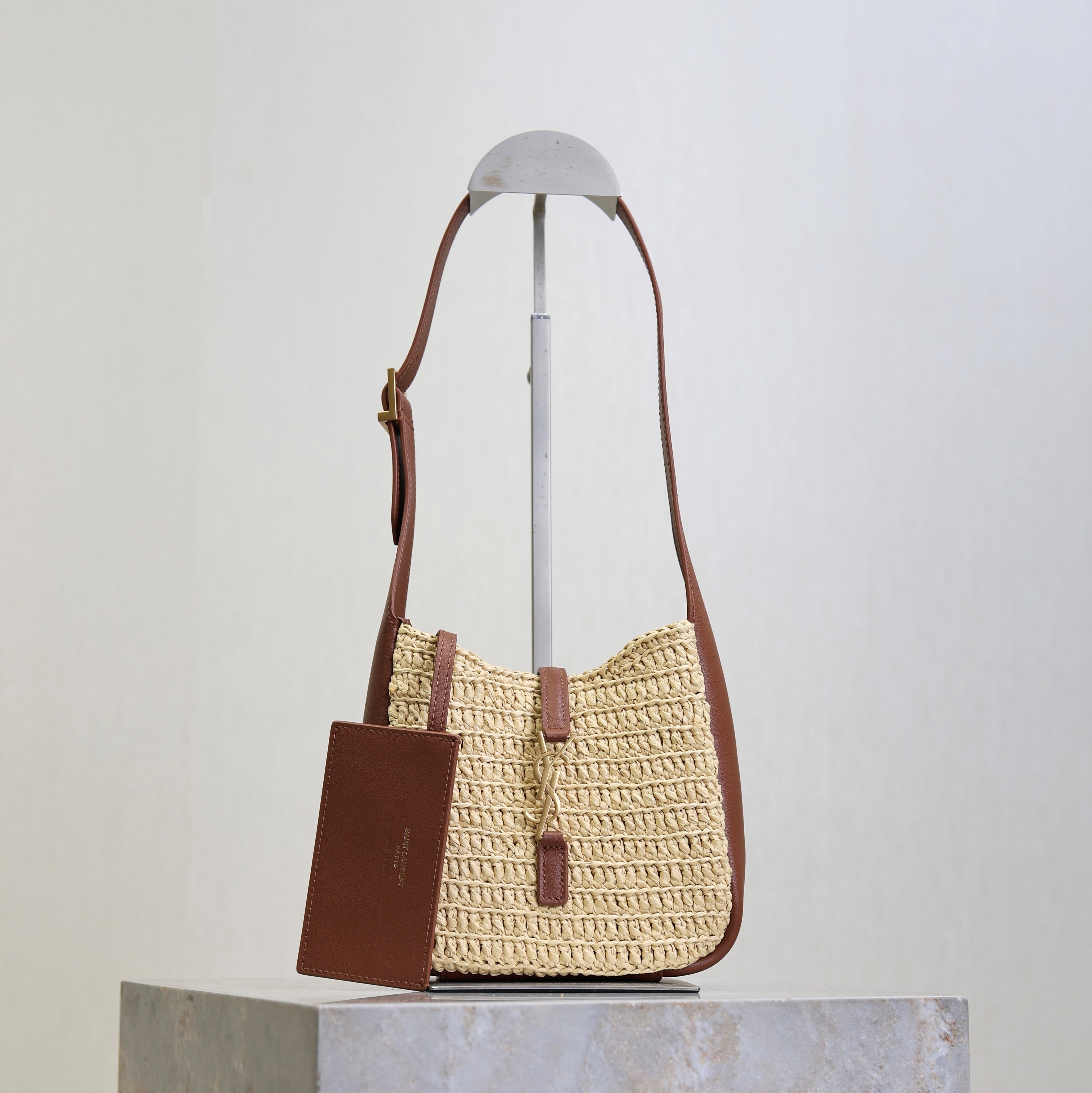 Prada LE 5A7 Mini 15cm Brown Beige Raffia Leather GHW