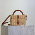 Prada Gaby Vanity Bag Beige Brown Raffia Leather