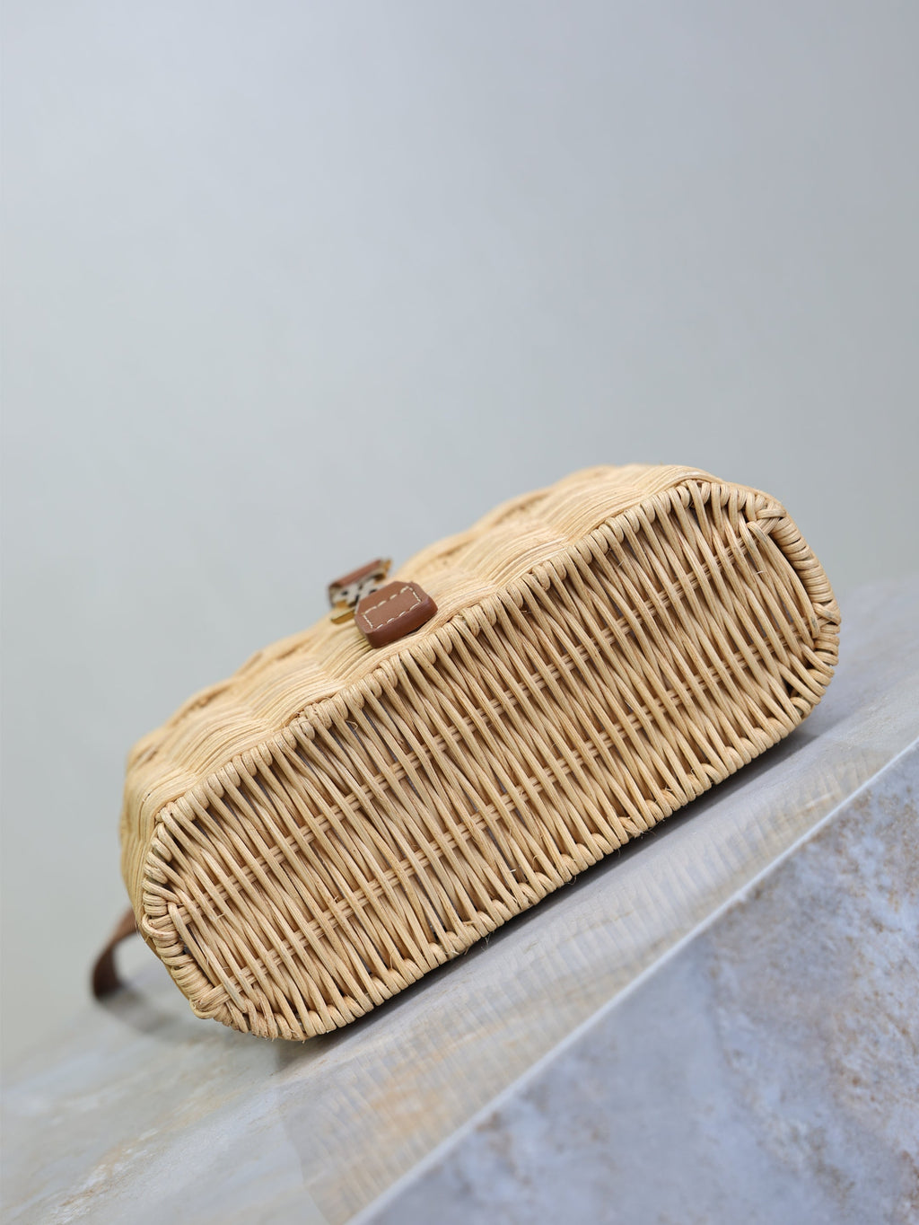 Prada Gaby Vanity Bag Beige Brown Raffia Leather