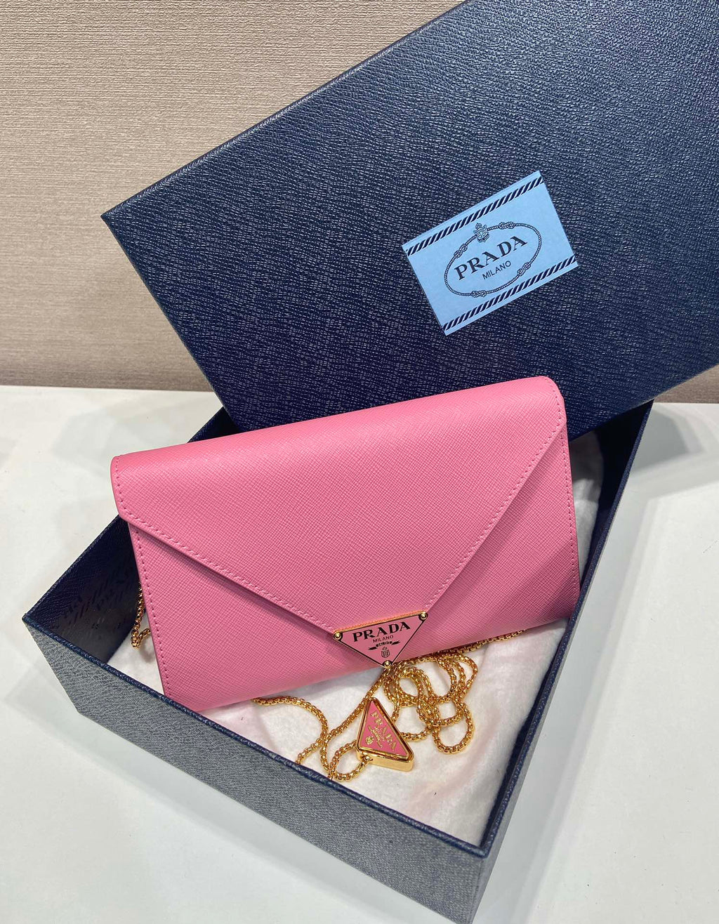 PRA Cross pattern envelope bag pink leather 341153