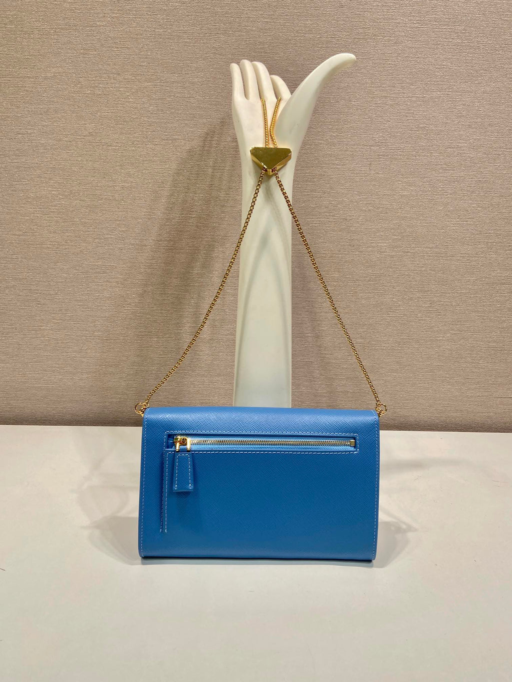 PRA Cross pattern envelope bag blue leather 341158