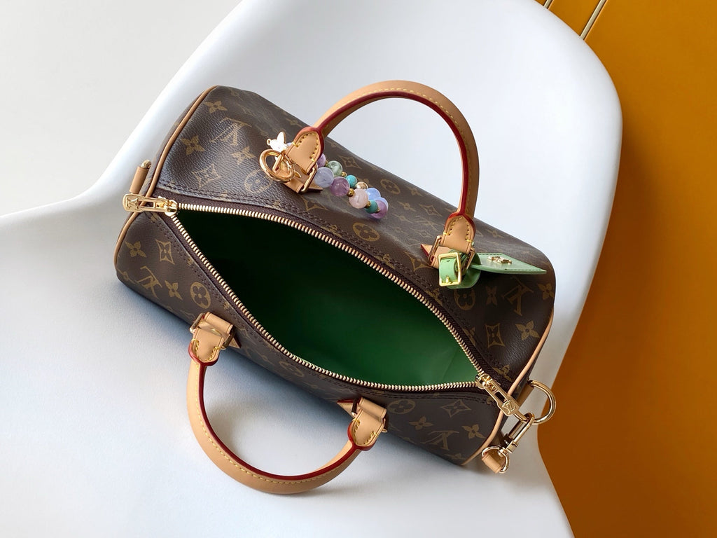 LV Speedy Soft 30 Boho Brown Green Monogram Canvas GHW