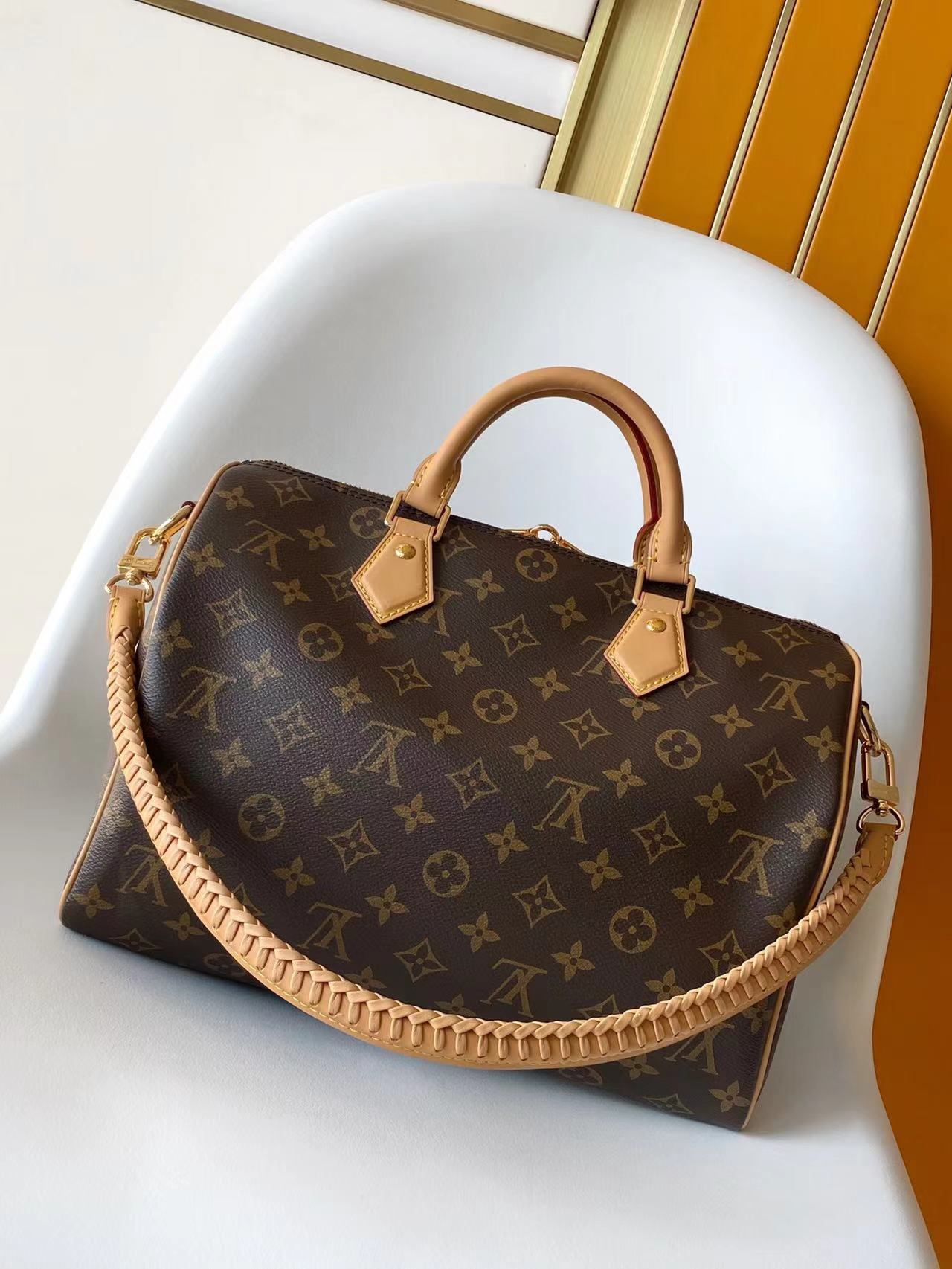 LV Speedy Soft 30 Boho Brown Green Monogram Canvas GHW