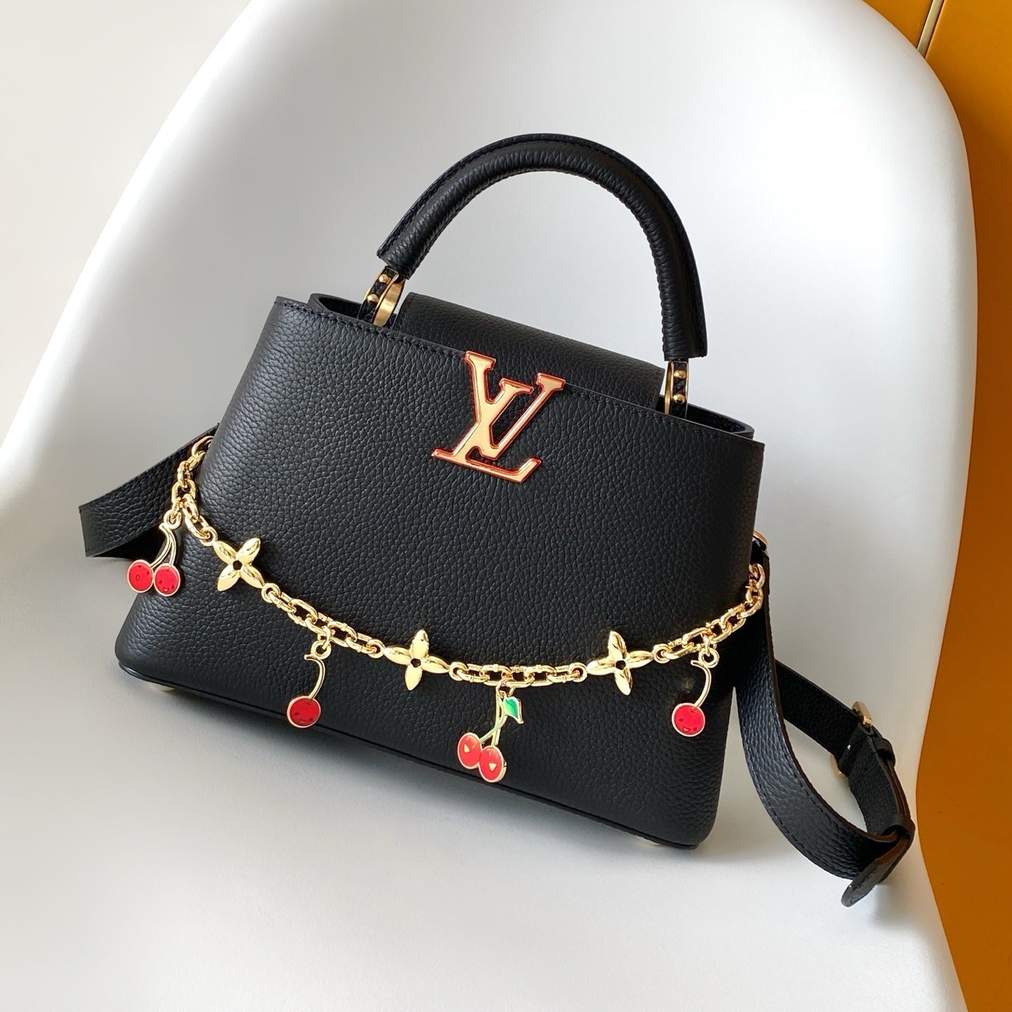 LV x TM Capucines Cheerful Cherry Charms 27 Black Taurillon Leather 268185