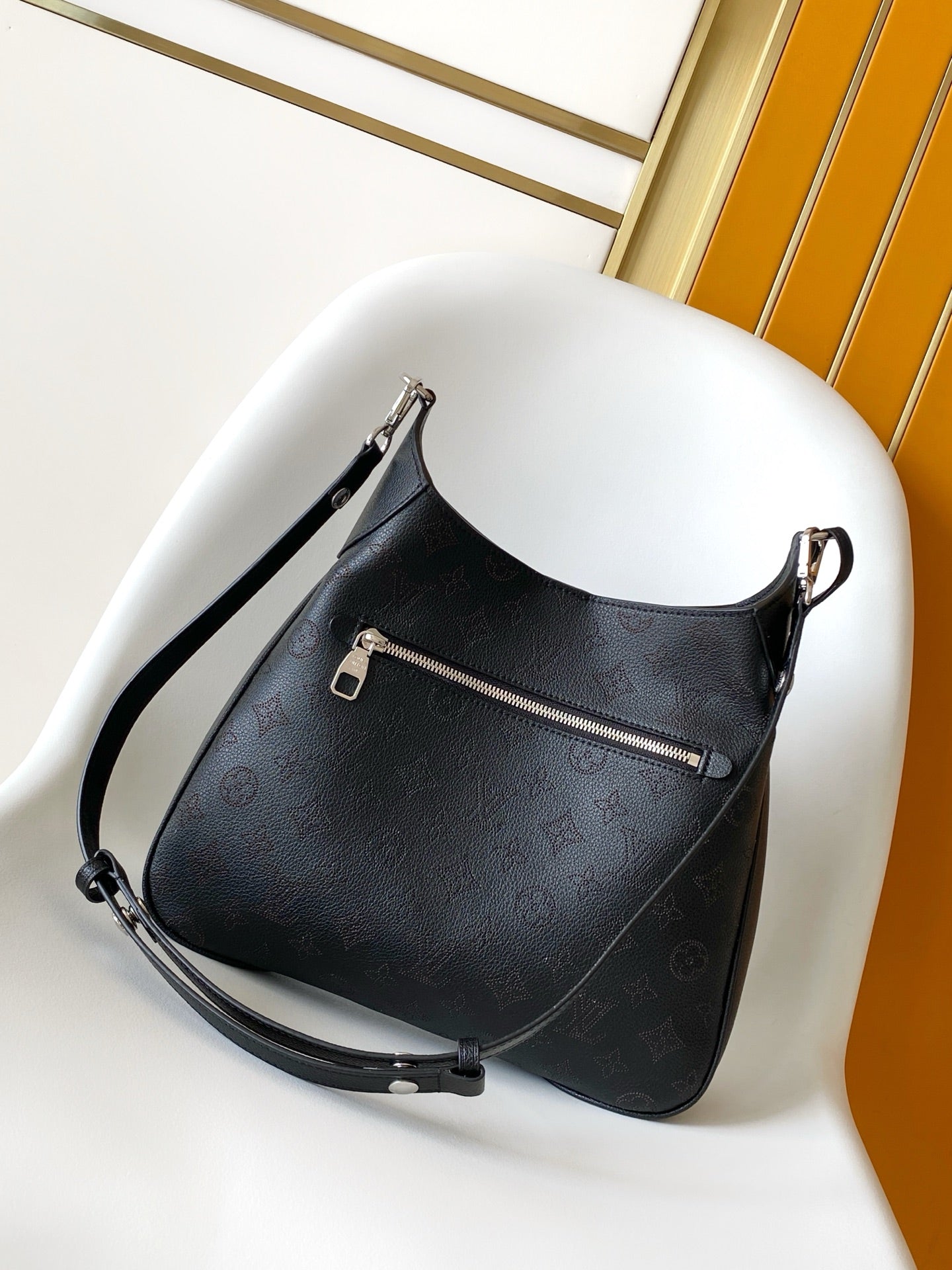 LV All Around MM Black Perforated Mahina Taurillon Leather 268132