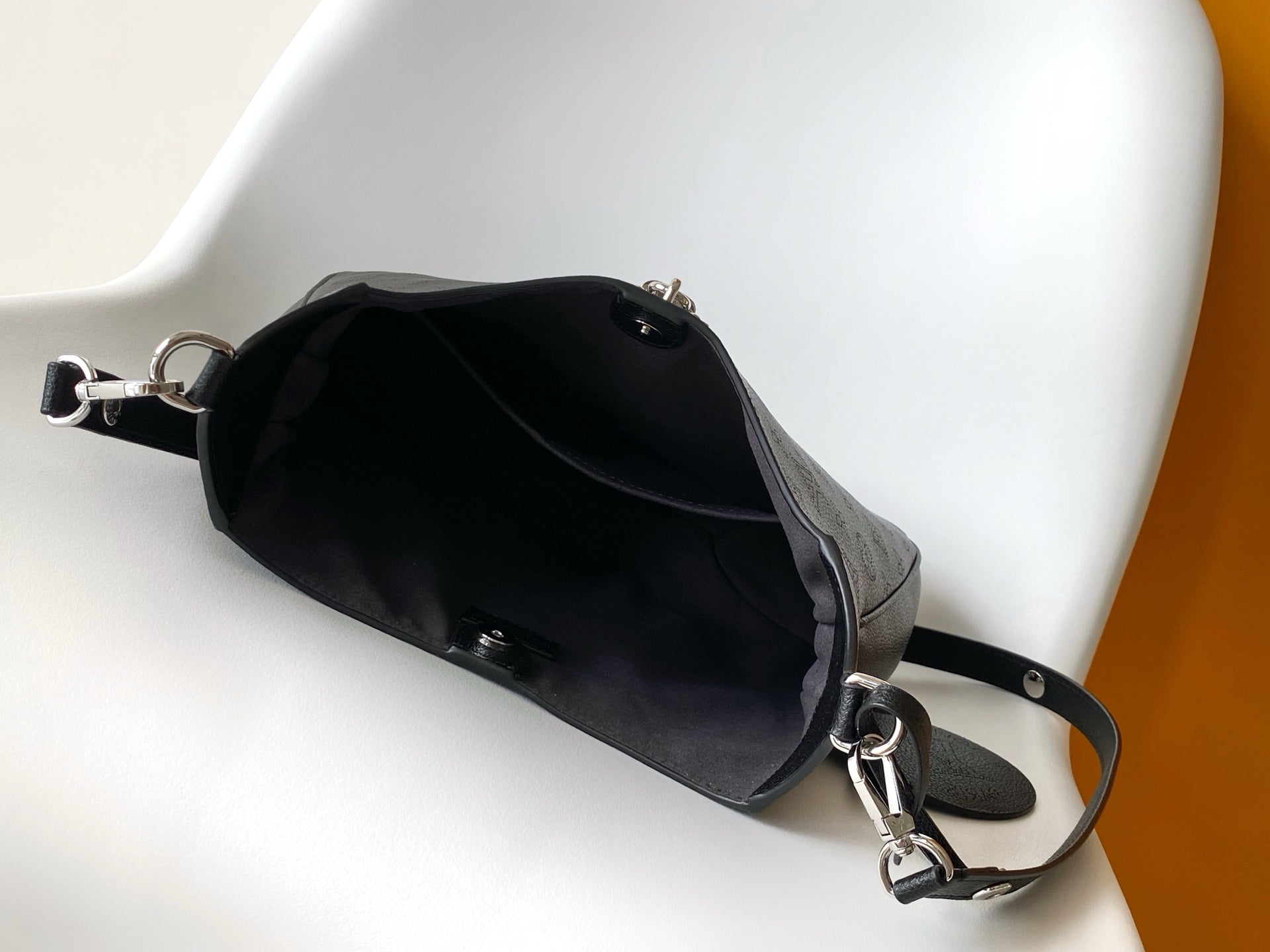 LV All Around MM Black Perforated Mahina Taurillon Leather 268132