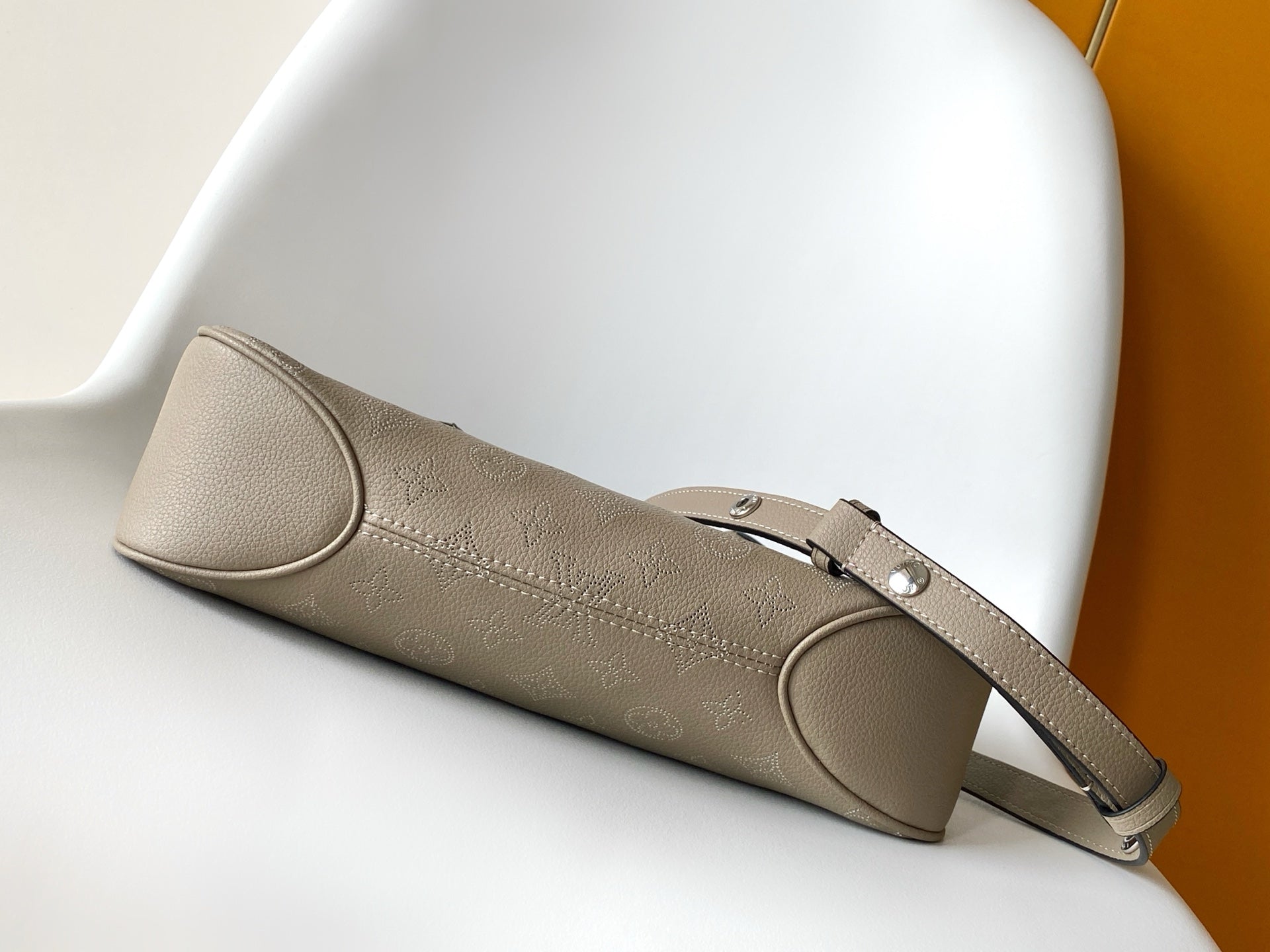 LV All Around MM Gray Perforated Mahina Taurillon Leather 268134