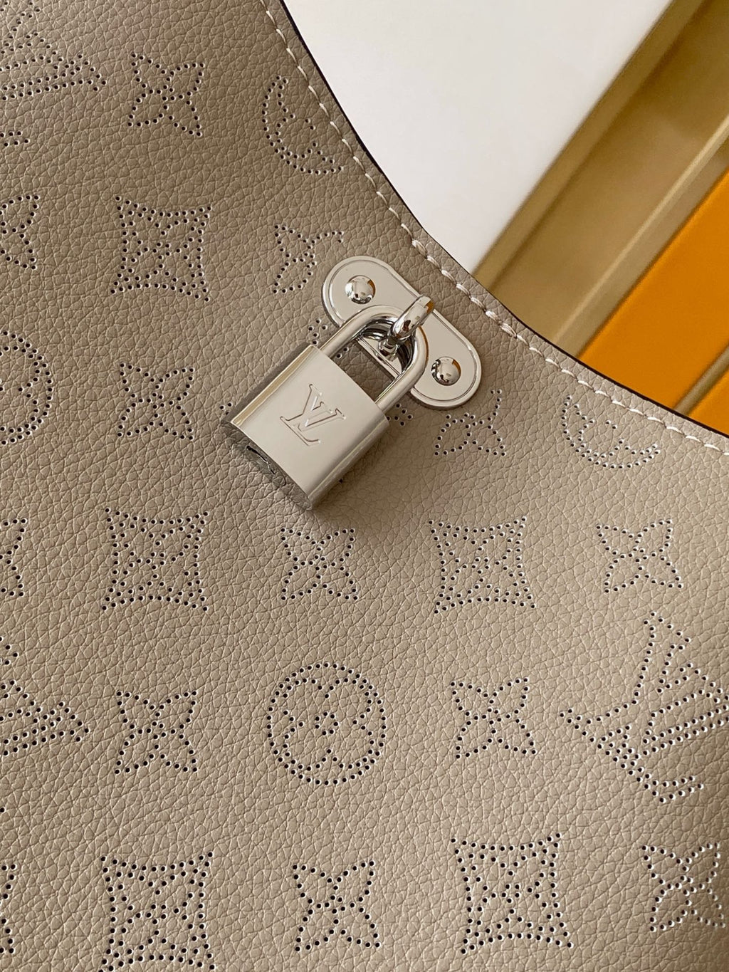 LV All Around MM Gray Perforated Mahina Taurillon Leather 268134