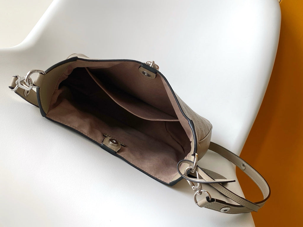 LV All Around MM Gray Perforated Mahina Taurillon Leather 268134